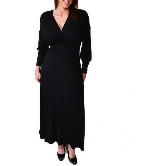 Women's Plus Long Sleeve Empire Maxi Dress