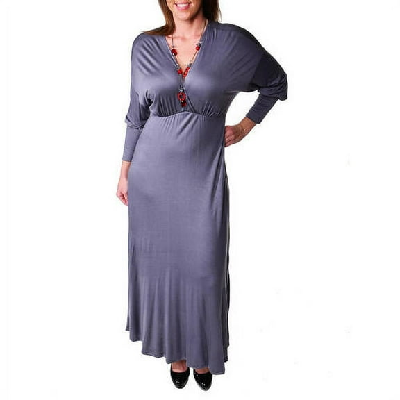 Women's Plus Long Sleeve Empire Maxi Dress
