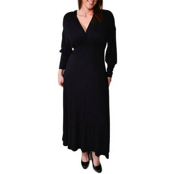Women's Plus Long Sleeve Empire Maxi Dress