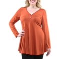 thumbnail image 1 of Women's Plus Long Sleeve Three Button Henley Tunic Top, 1 of 3