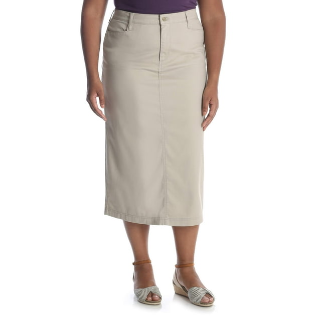 Women's Plus Long Stretch Twill Skirt - Walmart.com