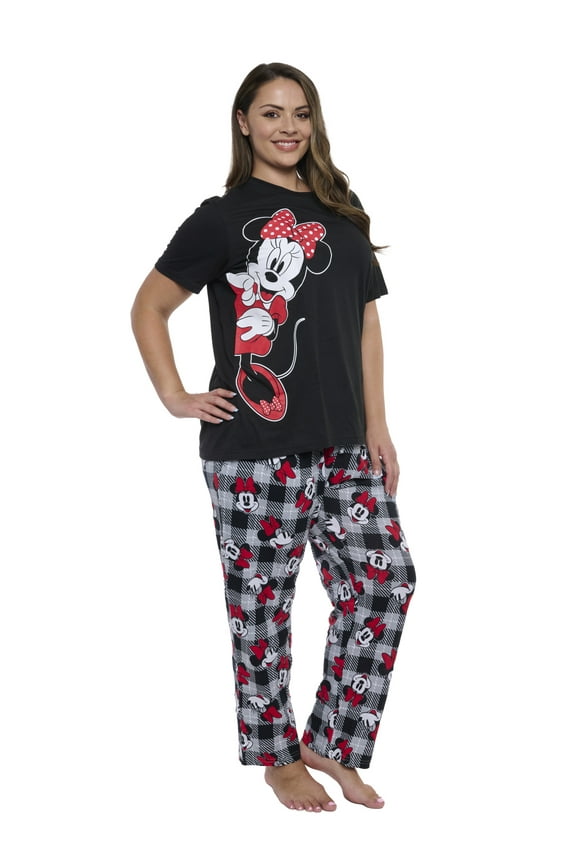 Women's Plus Minnie Mouse T-Shirt & Pants Pajama Set Sleepwear 2-Pieces