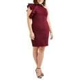 thumbnail image 1 of Women's Plus Mock Neck Ruffle Sleeve Bodycon Dress, 1 of 1