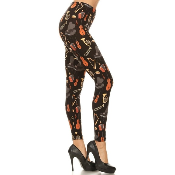 Women's Plus Musical Instruments Pattern Printed Leggings