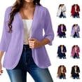 thumbnail image 1 of Women's Plus Open Front Cardigan Solid Color Loose 3/4 Sleeve Plus Size Cardigan Holiday Travel Clothing, 1 of 7