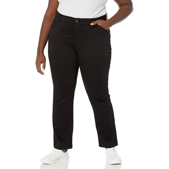 Lee Women's Plus-Size Flex Motion Regular Fit Straight Leg Pant, Black, 16 Petite