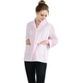 thumbnail image 1 of Loungees Pink Drop Needle Coral Fleece Shawl Collar Button Front Bed Jacket - 3X, 1 of 7
