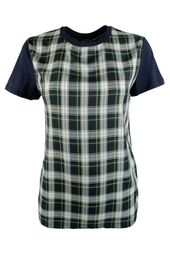 Women's Plus Plaid Panel Shirt-N-2X