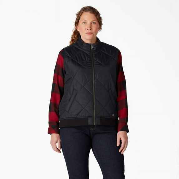 Women’s Plus Quilted Vest, Black, 1PS