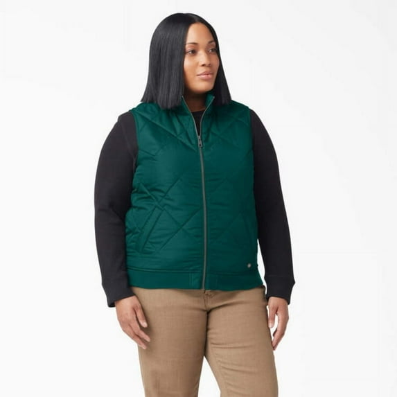 Women’s Plus Quilted Vest, Forest Green, 1PS