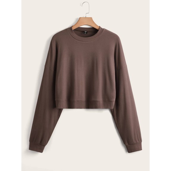 Women's Plus Ribbed Knit Drop Shoulder Pullover 222022SA7052