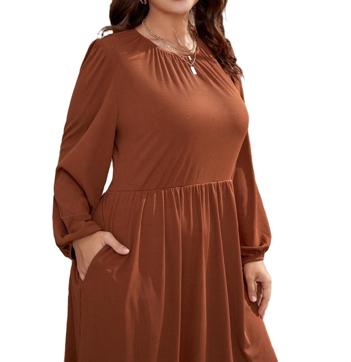 POSESHE Women's Plus Size Winter Casual Dress, Long Sleeves, Loose