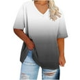 thumbnail image 1 of Women's Plus SIze Summer Tops Oversized V Neck Short Sleeved Solid Base Shirt Sports T-shirt, 1 of 4