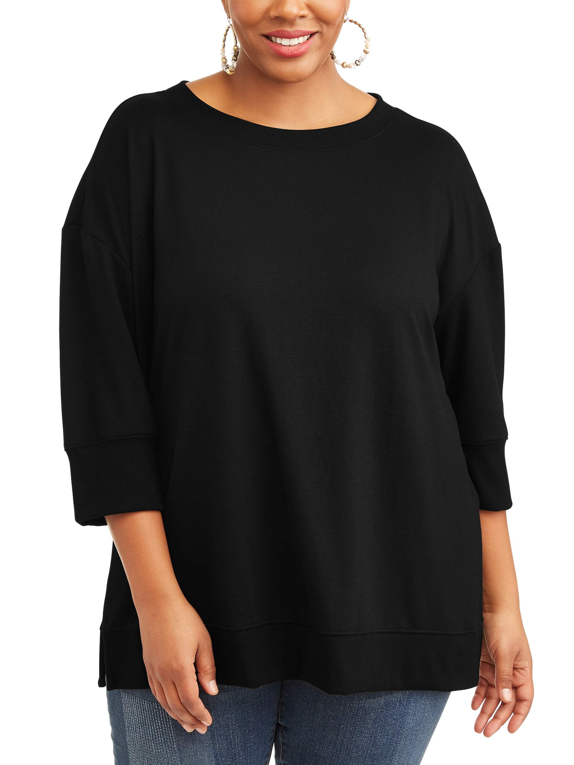 Wide neck sweatshirt plus size clearance