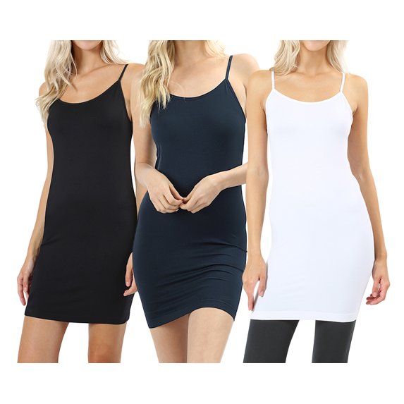 Women's & Plus Seamless Basic Casual Longline Camisole Slip Cami Top