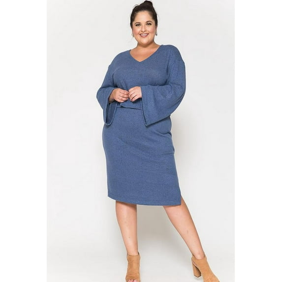 Women's Plus Set with Long Sleeve Top and Skirt