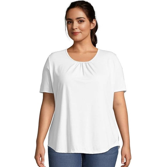 Women's Plus Shirred Scoopneck T-shirt