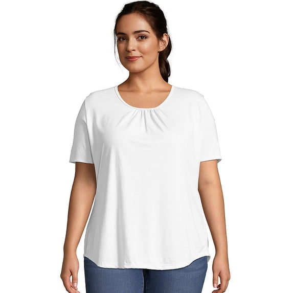 Women's Plus Shirred Scoopneck T-shirt
