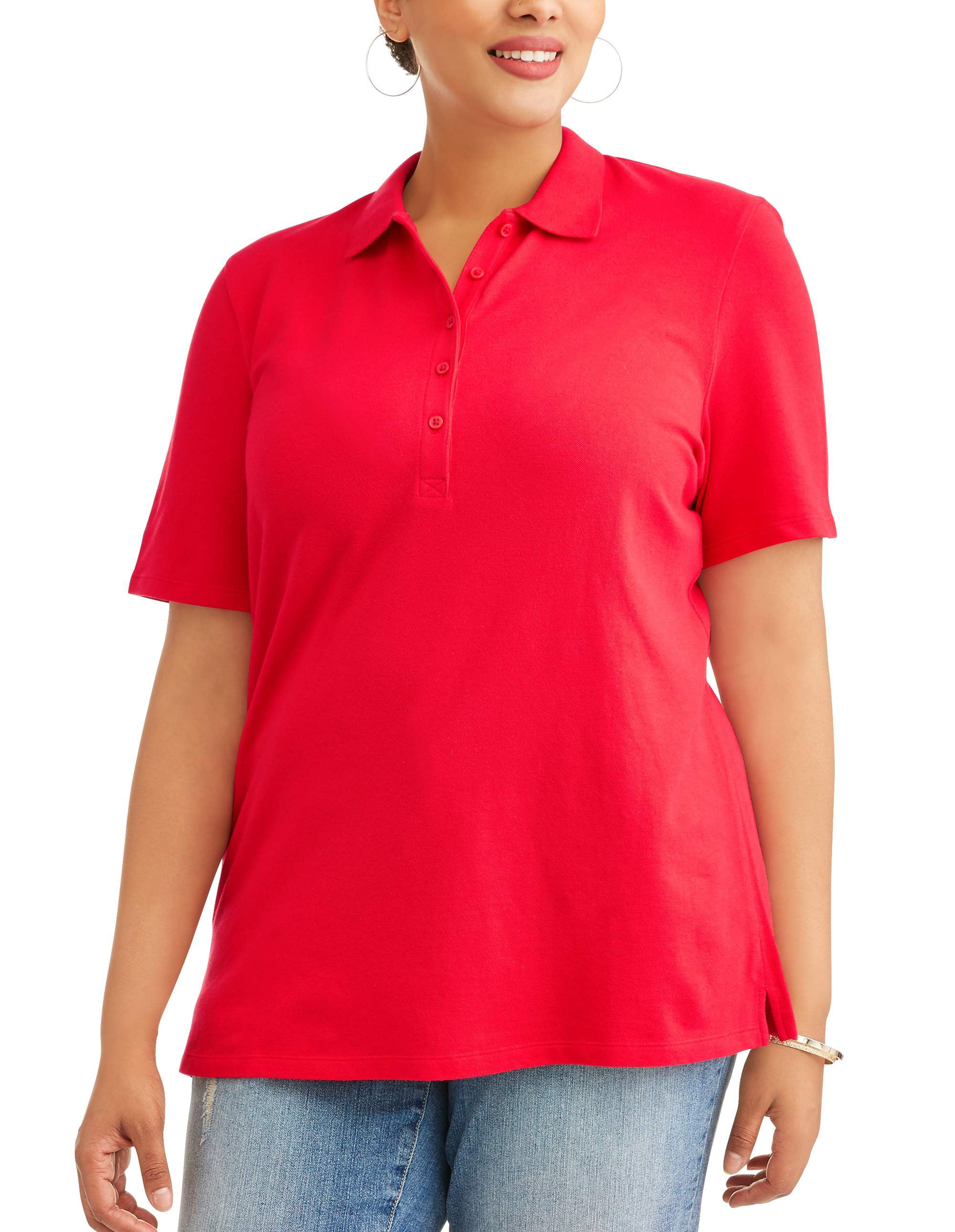 Women's Plus Sleeve Polo Shirt - Walmart.com