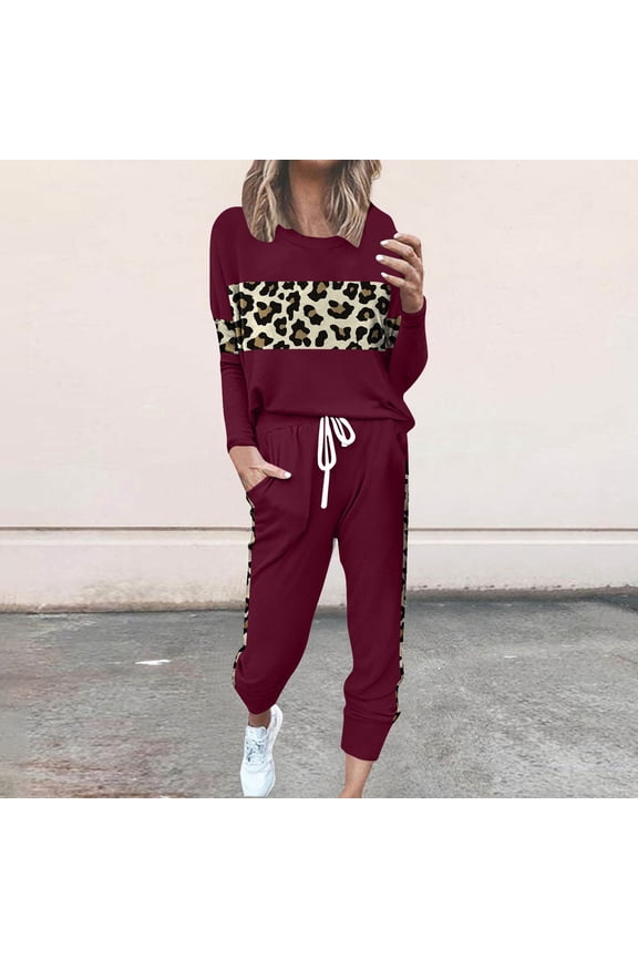 Women's Plus Size 2-Piece Athletic Matching Set with Crewneck Sweatshirt and Joggers for Casual Lounge Wear Outfit