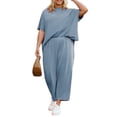 thumbnail image 1 of Women's Plus Size 2 Piece Outfits Casual Top and Wide Leg Pants Loose Pants Lounge Set, 1 of 4