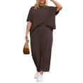 thumbnail image 1 of Women's Plus Size 2 Piece Outfits Casual Top and Wide Leg Pants Loose Pants Lounge Set, 1 of 5