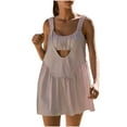 thumbnail image 1 of Women's Plus Size 2 Piece Outfits Hollow Loose Strap Round Neck Dress Shorts Set, 1 of 5