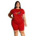 thumbnail image 1 of Women's Plus Size 2 Piece Short Set Casual Tie Dye Print Shirt + Bodycon Shorts Tracksuit Sportswear Outfit, 1 of 2