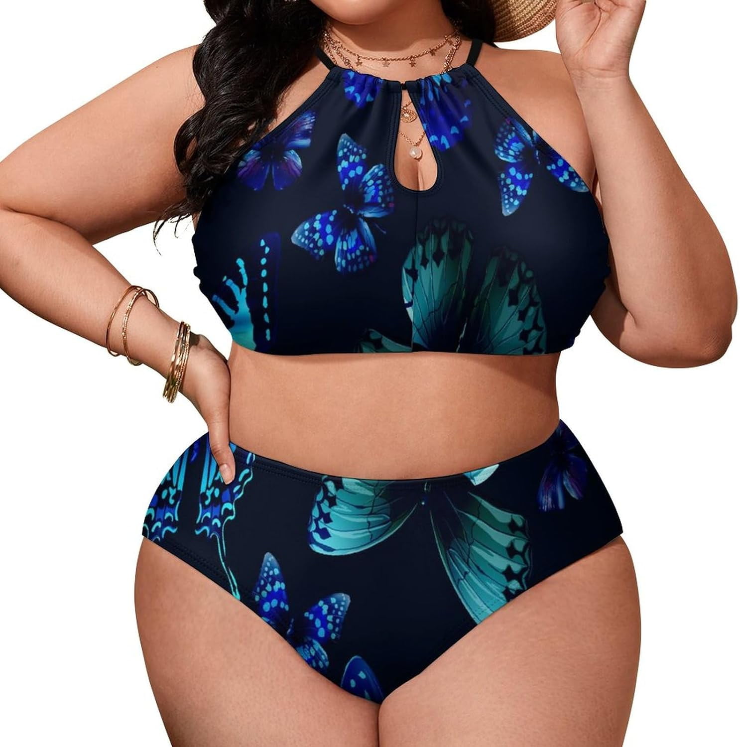 スーパーセール Walmart Women's Plus Size Halter Swim Dress with High Waist Clothing