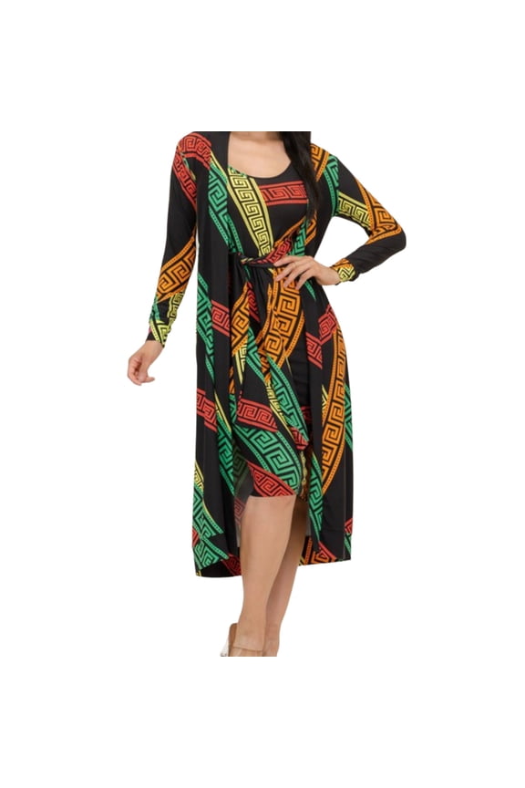 Women's Plus Size 2 Piece Tank Midi Dress and Cardigan Set