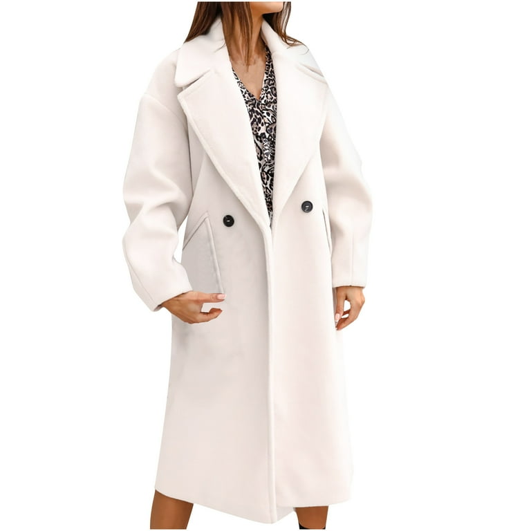 Winter white wool coat plus size online