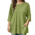 thumbnail image 1 of Women's Plus Size 3/4 Length Sleeve Round Neck Tee Shirt with Pockets Casual Spring Summer Basic Solid Loose Tunic Tops, 1 of 7