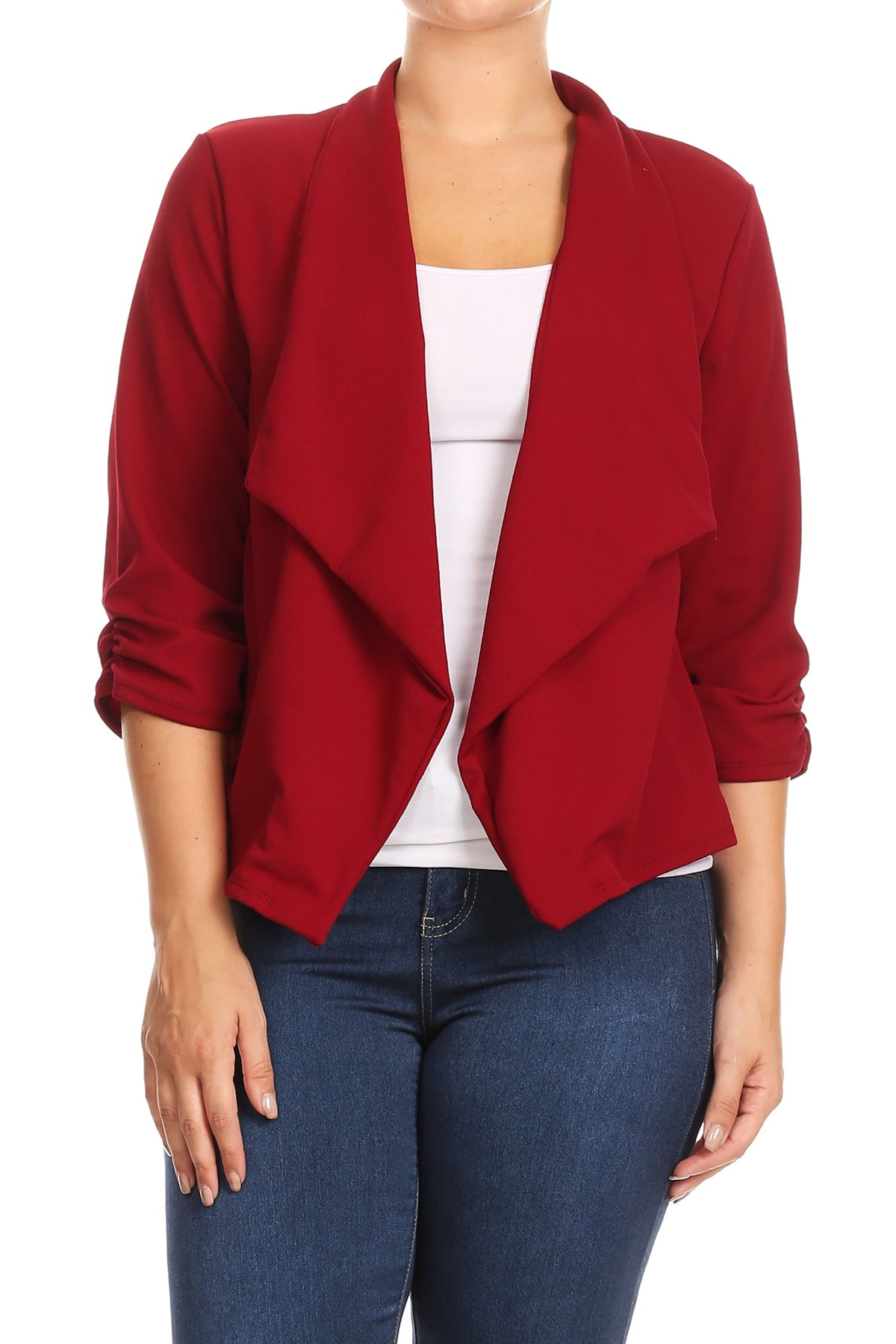 Women's Plus Size 3/4 Sleeve Casual Office Work Open Front Blazer Jacket