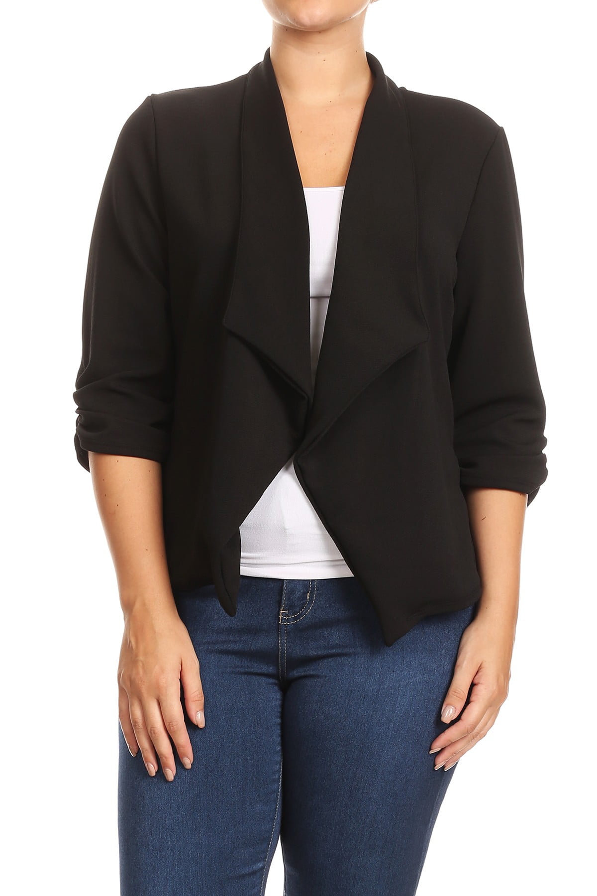 Women's Plus Size 3/4 Sleeve Casual Office Work Open Front Blazer Jacket