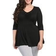 thumbnail image 1 of Women's Plus Size 3/4 Sleeve V-neck Tunic, 1 of 8