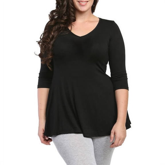 Women's Plus Size 3/4 Sleeve V-neck Tunic