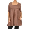 thumbnail image 1 of Women's Plus Size 3/4 Sleeves Babydoll Solid Tunic Top Dress, 1 of 5