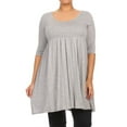 thumbnail image 1 of Women's Plus Size 3/4 Sleeves Babydoll Solid Tunic Top Dress, 1 of 5