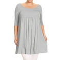 thumbnail image 1 of Women's Plus Size Babydoll Tunic Top Dress 3/4 Sleeves Scoop Neck, 1 of 5