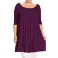thumbnail image 1 of Women's Plus Size Babydoll Tunic Top Dress 3/4 Sleeves Scoop Neck, 1 of 5