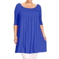 thumbnail image 1 of Women's Plus Size Babydoll Tunic Top Dress 3/4 Sleeves Scoop Neck, 1 of 5