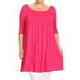 thumbnail image 1 of Women's Plus Size Babydoll Tunic Top Dress 3/4 Sleeves Scoop Neck, 1 of 5