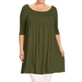 thumbnail image 1 of Women's Plus Size Babydoll Tunic Top Dress 3/4 Sleeves Scoop Neck, 1 of 5