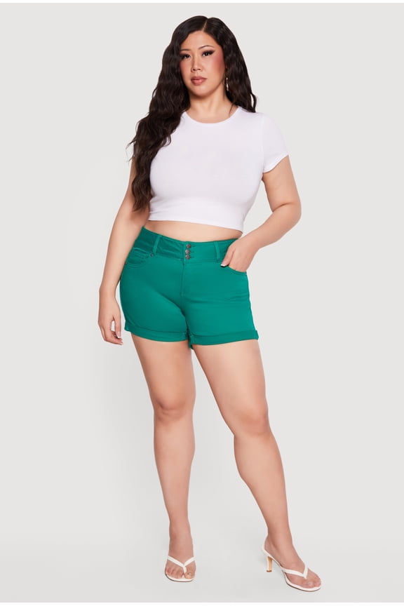 Women's Plus Size 3 Button High Waisted Shorts