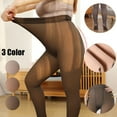 thumbnail image 1 of Women's Plus Size 320g Winter Tights, Faux-Sheer Opaque Pantyhose with Opaque Crotch, Thermal Thick Leggings for Cold Weather, Casual, School, Daily Wear, 3 Colors-Black, 1 of 9