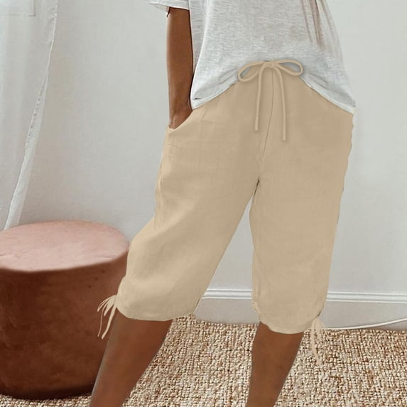 Women's Plus Size 3X Solid Color Casual Shorts Capris Loose Fit Everyday Summer