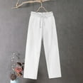 thumbnail image 1 of Women's Plus Size 4X Pants Cotton Linen Blend Straight Leg Casual Pants with Lace-up Waist, 1 of 3