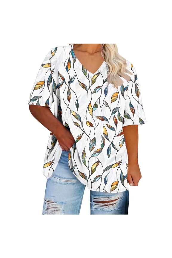 Women's Plus Size 4X Short Sleeve Casual Tops and Loose Fit Blouse for Everyday Wear
