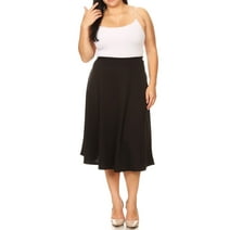 Women's Plus Size A-Line Casual Flared Elastic Band Solid Midi Skirt