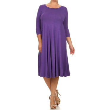 MOA COLLECTION Women's Plus Size Women's Jersey Knit A-Line Dress